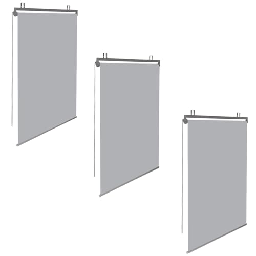 IDMarket - Juego de 3 estores de 124 x 225 cm para pérgola gris claro