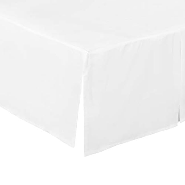 EVERYDAY KIDS White Pleated Crib Skirt; 100% Natural Cotton Nursery Crib Bedding Skirt for Baby Boys and Girls; Crib Dust Ruffle with Split Corners for Easy On and Off, 14 Inch Drop