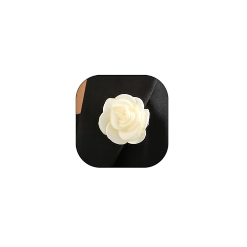 Image of Handmade Camellia Flower Boutonniere Stick Brooch for Women Bohemia Fabric Floral Lapel Pin Stylish Vintage Pin Corsage for Women Jewelry Gifts