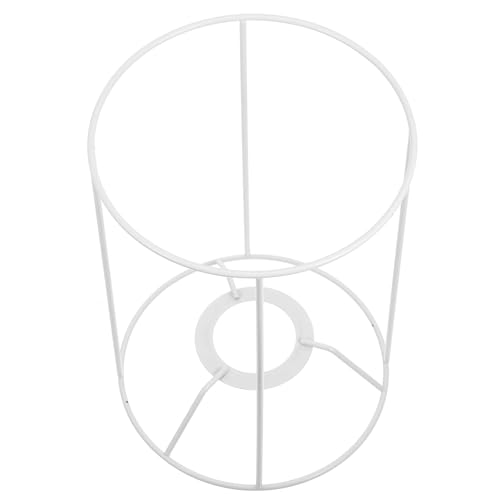 Milisten Armature d'Abat-jour en Métal Blanc H20cm, Cadre Rond Ø14cm pour Lampe de Table et Suspension, Support Douille Intérieur 4cm/6cm