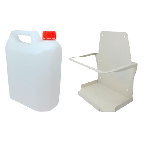 Bilake Conjunto garrafa PVC de 10L para Descarga desagüe Aire Acondicionado + Soporte metálico en L de Pared | Kit bidón Grande Soporte