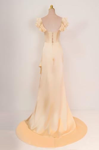 Ruffle Satin Prom Dresses Corset Bridesmaid Formal Evening Party Gowns Dress4