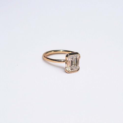 1.75 CT Emerald Cut Moissanite Engagement Ring 18K Solid Yellow Gold Half Bezel Setting Women promise Ring Party Wear Solitaire Jewelry Proposal Gift For Love2