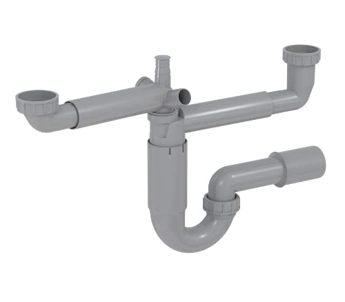 PREVEX P-loc Universal-Platzspar-Siphon für 1,5- oder 2-Becken-Küchenspüle Cover
