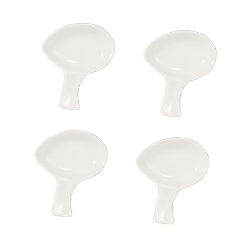 BIUDECO 4pcs Ceramic Chopstick Rest Portion Cups Small Condiment Bowls Chip Chopsticks Sauce Spoon Rest Prep Bowl Small Dipping Bowls Porcelain Dipping Dish Japandi Decor Ceramics White