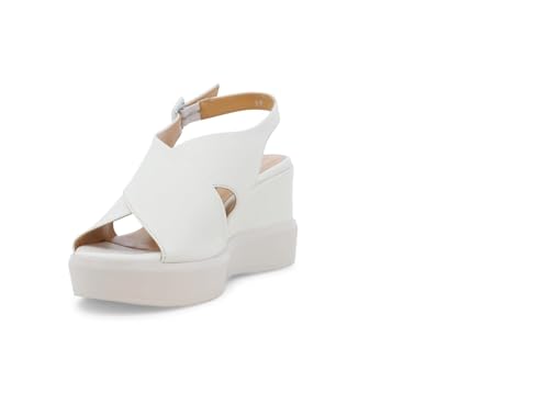 Sandale compensée confortable en cuir blanc r80548q pour vos sorties - 3