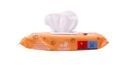 Quibropets Feuchttücher mit Neemöl für die Pfotenhygiene von Hunden und Katzen, gründliche und effektive Reinigung in einem Schritt, Pfotenreiniger für Haustiere, 40 Stück