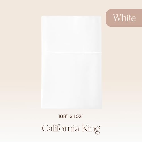 Image of Certified Organic California King Flat Sheet Only - 100% Organic Cotton Top Sheet with Luxurious Soft and Breathable 300 Thread Count Sateen Weave Finish - GOTS & Fairtrade Certified (White, Cal King)
