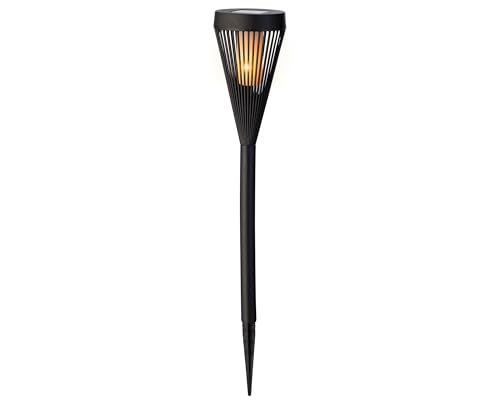 Lumineo Iluminación solar para jardín, efecto llama, 55 cm, plástico, antorcha de jardín LED, lámpara solar para jardín, iluminación de varilla, lámpara de exterior, lámpara solar para exterior, luz