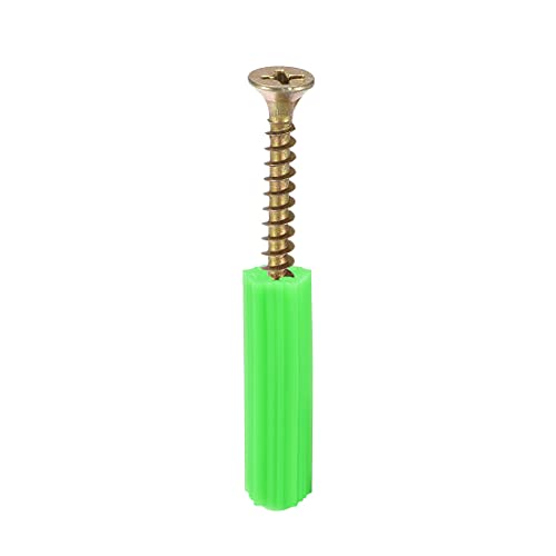35pcs 8mmx31mm Household Masonry Plastic Screws Anchor Expansion Pipe Green for Home Garden DIY Application DUO ER