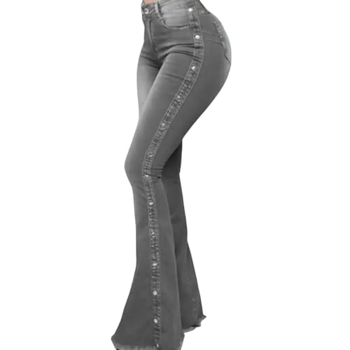 Jeans pour femmes stretch taille moyenne gris 2XL de coupe confortable