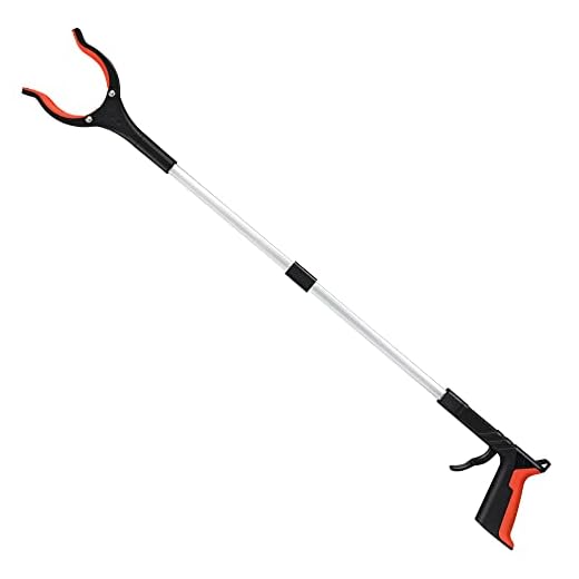 2022Newest Grabber Reacher Tool, 360° Rotating Head, Wide Jaw, 32" Foldable, Lightweight Trash Claw Grabbers for Elderly, Reaching Tool for Trash Pick Up Stick, Litter Picker, Arm Extension (Orange)