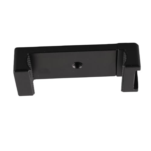 Tbest Universal All Metal Mobile Phone Clamp Adjustable Width Holder with 1/4 in Screw Holes Tripod Mount Adapter for Smartphones Vlogging Photography Aluminum Alloy Black