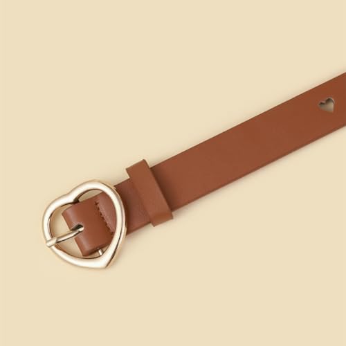 Children's Peach Heart-shaped Pin Buckle Belt Fashion Youth High-grade PU Hollow Women's Dress Belt3