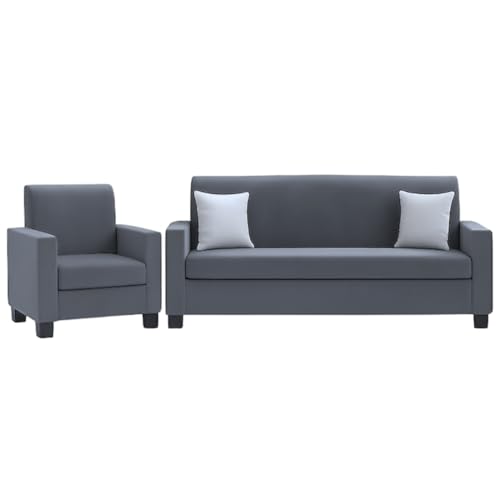 Image of FURNY Kyoto 5 Seater Fabric 3+1+1 Sofa Set (Dark Grey) Velvet Finish | Durable Comfort | Ideal for Living Room
