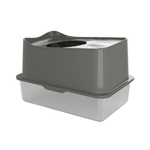 Arenero para gatos de acero inoxidable con tapa XL miniatura 1