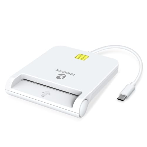ZOWEETEK CAC Reader Military, USB C, CAC Reader for Mac OS/Windows/Linux, Compatible with Military Common Access Card (White)