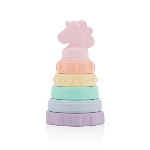 Image of Itzy Ritzy - Itzy Stacker Silicone Stacking & Teething Toy - Baby Stacking Rings for Babies 3 Months & Up (Unicorn)