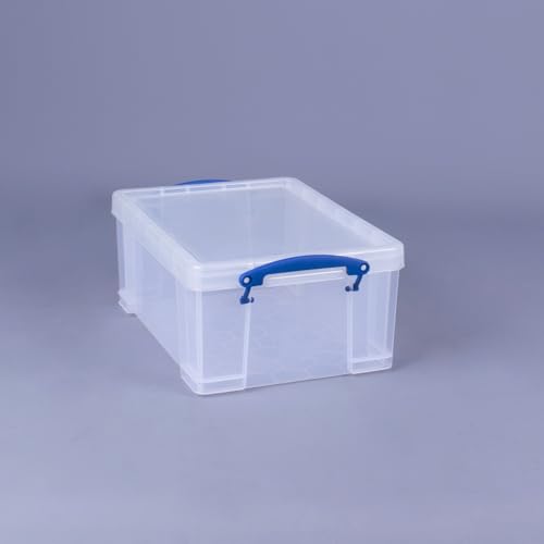 Image of Really Useful Box Stackable 9 Liter Plastic Storage Container, 10 Pack | Bin with Snap Lid & Built-In Clip Lock Handles for Home & Office Organization
