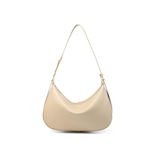 Image of Shoulder Bags for Women, Genuine Leather Crossbody bags purses, Designer Crescent Handbags with an Adjustable Strap (White)