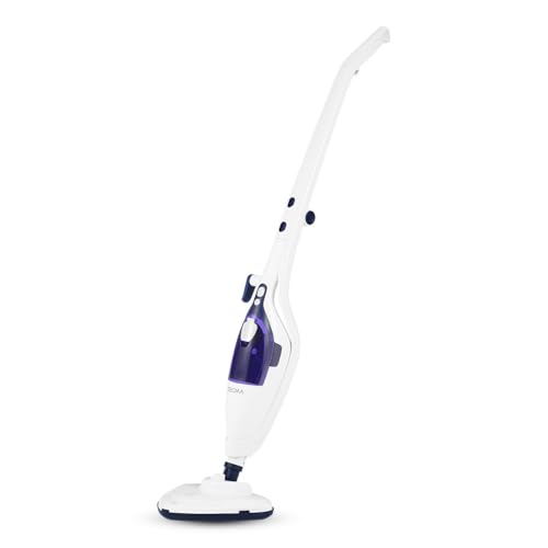 ZEEGMA Puur Prime Control Ångmopp 2-i-1 (Mopp & Handenhet), 13 Tillbehör, 1500 W, Snabb Uppvärmning 20 s, Hygienisk ECO-Rengöring utan Kemikalier, 7 m Sladd, För Alla Golvtyper & Mattor, Vit
