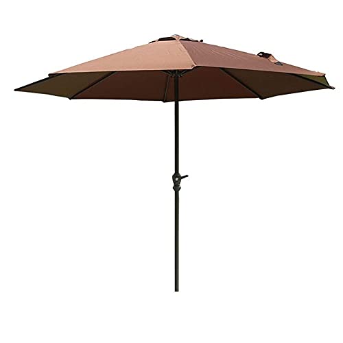Parasol paraguas marrón de 2,7 m con hierro wail up jardín parasol protección UV resistente