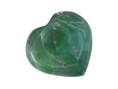 Image of Certified Green Fluorite Crystal Heart Palm Pebbles Stones for Anxiety Stress Relief Massage - AAA Grade Original Healing Gemstone Agate Heart Palm Stone for Yoga Meditation Spiritual