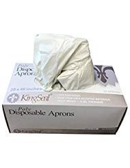 KingSeal Heavy Weight Bib Style Disposable Poly Aprons, 28 by 46 Inches, White, Bulk Pack - 50 Count (1 Box of 50 Aprons)