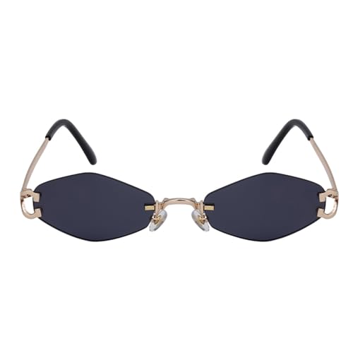 Rimless Rhombus Sunglasses Women Small Frame Sun Glasses Men Vintage Polygonal Shades Eyewear3