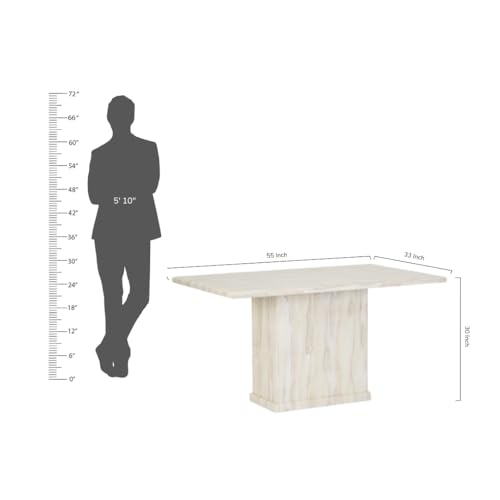 Image of Royaloak Milan Italian Marble Dining Table Four Seater | White Marble Top with Pedestal Base & Rounded Edges | Elegant Marble Dining Table for Living Room with Modern, Sturdy Design
