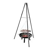 Gregman Roast 35 – Barbecue brasero 3 en 1 – Brasero de Jardin avec Chaudron – Barbecue avec trépied – Grille Barbecue Suspendue réglable – Cuve Acier épais Haute résistance - pour terrasse et Jardin