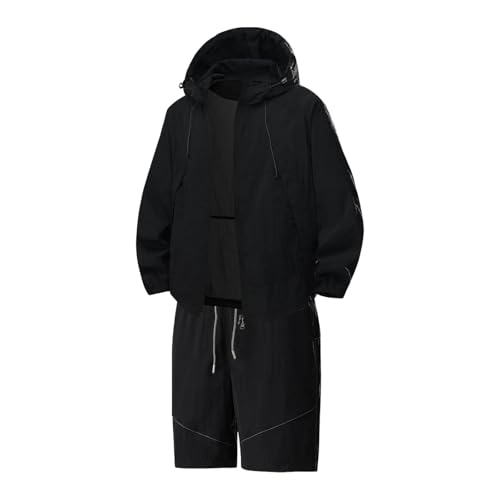 Ensemble homme été protection solaire intégrale tenue couple fluide noir