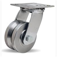 Hamilton 850 lbs Load Capacity Stainless Steel Swivel Caster - 4"x2" V-Grooved Wheel with 1/2" Precision Ball Bearings - S-STA-4SVB for E-Commerce