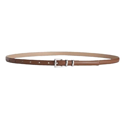 Women’S Simple Thin PU Leather Belt With Silver Pin Buckle Fashion Casual Girdle For Jeans And Dresses