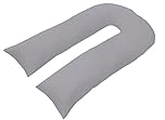 CHILIMILII 12Ft U Shape Grey Pillow Cover Case Only- Polycotton U-Pillow Covers for Allergenic, Maternity, Nursing & Pregnancy Full Body Support-Protection from Anti Dust Mite & Anti Allergey