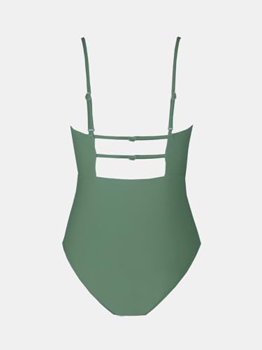 Image of CUPSHE Women Swimsuit One Piece Bathing Suit Square Neck Cutout Back Tummy Control with Adjustable Spaghetti Straps