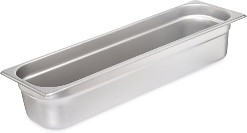 Carlisle FoodService Products CFS 60700HL4 DuraPan Light Gauge Stainless Steel Long Half-Size Food Shotgun Pan, 4" Deep (Pack of 6)