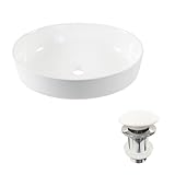 Lavabo Ovale avec Bonde de Lavabo Pop Up : Dimensions extérieures : 51×38×15 cm, vasque à poser salle de bain ovale blanc avec trou d'évacuation standard de 4,5 cm. Livré avec un vidage de lavabo sans trop-plein (note : le robinet n'est pas inclus dans l'emballage)