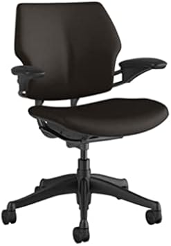 Humanscale Freedom Office Chair - Ergonomic Work Chair with Standard Height Adjustable Duron Arms - Wheels for Carpet - Graphite Frame with Java Corvara Leather