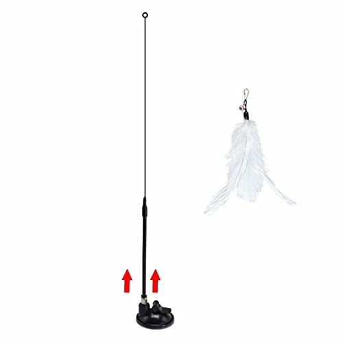 Pomurom Katzen Teaser Zauberstab Spielzeug | Katzenfederstab mit Saugnapf - Lustiger Katzenstab mit Federn und Glöckchen, interaktives Katzenspielzeug Zauberstab Kätzchenspielzeug für Hauskatzen Cover