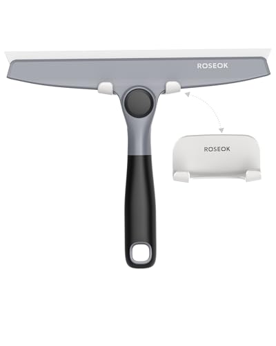 Image of ROSEOK Shower Squeegee, Silicone Squeegee for Glass Doors with Hook