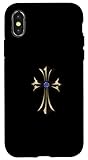 iphone xs gold plated 24k Installation facile The Sapphire Gold Cross Coque pour iPhone X/XS