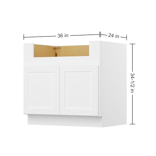 Image of Furinno Shaker Farm Sink Bases Kitchen Cabinet, Ready to Assemble, 24 D x 36 W x 34.5 H, White