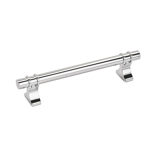 Image of Amerock | Cabinet Pull | Polished Chrome | 5-1 /16 inch (128 mm) Center to Center | Davenport | 1 Pack | Drawer Pull | Drawer Handle | Cabinet Hardware