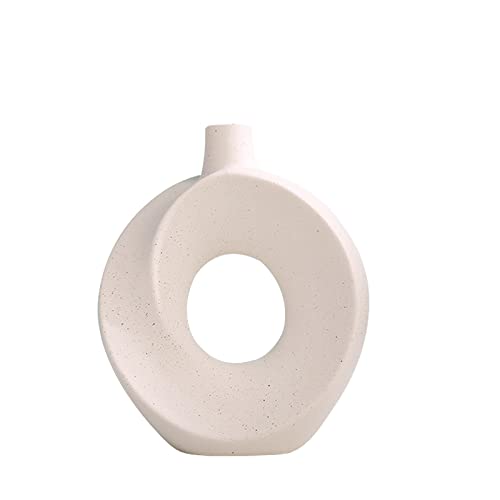 Kingbar Vase Fleur Céramique, Vase Decoratif Design,récipient Darrangement De Fleurs Nordiques, Deco Vase pour La Décoration De Mariage à La Maison De Bureau De Salon, White, S Cover