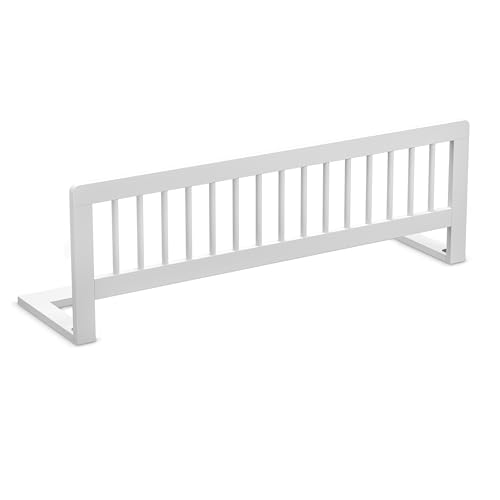 CADANI Kinder Bettgitter Baby Bettschutzgitter klappbarer Rausfallschutz aus Massivholz für Elternbett und Kinderbett weiß 115x40 cm
