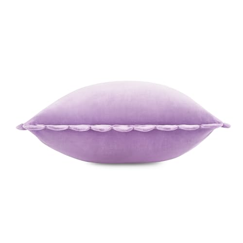 Image of kate spade new york Scallop Edge Decorative Pillow, 18 inch x 18 inch Throw Pillow for Bed or Sofa, Cotton Cover, Sea Thistle