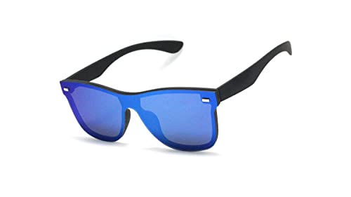 Óculos De Sol Feminino Masculino Retangular Com Proteção Uv-400 Jp-213 Cor: Azul