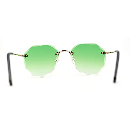 SA106 Flower Petal Beveled Lens Edge Rimless Lagre Round Sunglasses4