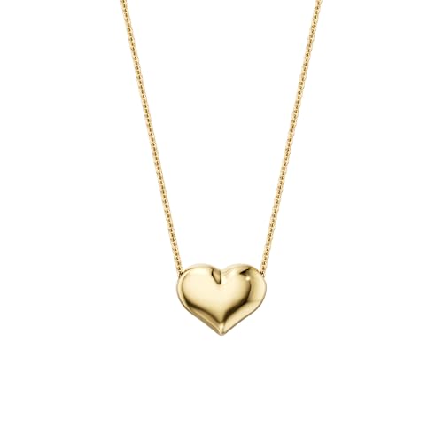 UNICORNJ 14K Floating Puffed Gold Heart Pendant Necklace - Real Gold Heart Necklaces for Women Teens Girls, Cable Rolo Chain, Mom Girlfriend Daughter Graduation Anniversary Love Jewelry, Made in Italy2